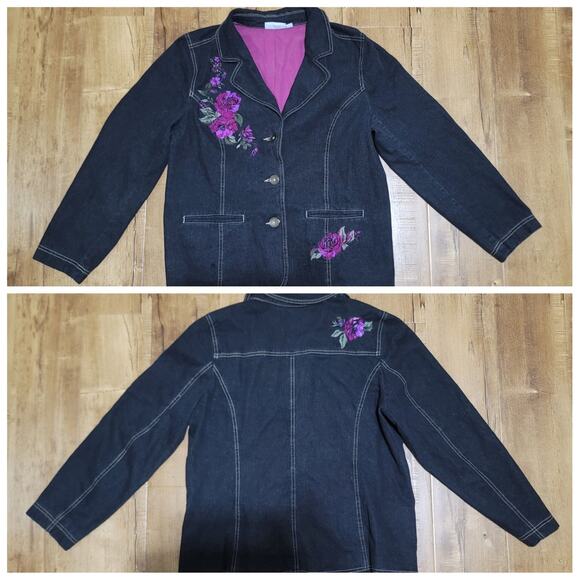 Vtg Denim & Co Floral Embroidered Jacket - Picture 1 of 7